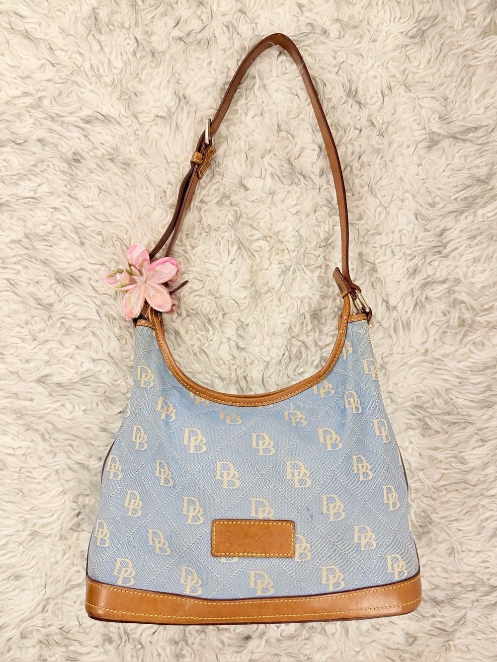 Dooney & Bourke Quilted DB Monogram Hobo Shoulder Bag - Blue